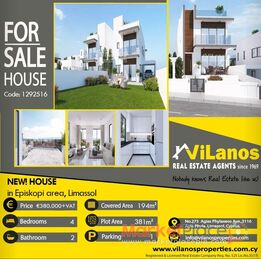 NEW! For Sale House in  Episkopi area, Limassol, Cyprus