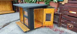 Unique black wooden dog house