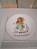 Vintage kid's cake plate purbeek ceramic named Margaret.