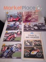Rare Magazine tribute to Mike Hailwood plus golden Honda post cards .