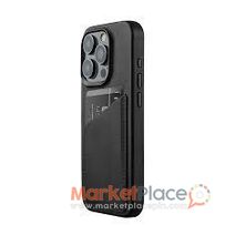 iPhone 15 Pro Max leather back case black