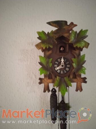 Ρολόι τοίχου ξύλινο μηχανικό με κτύπο και κούκο. - Mesa Geitonia, Limassol