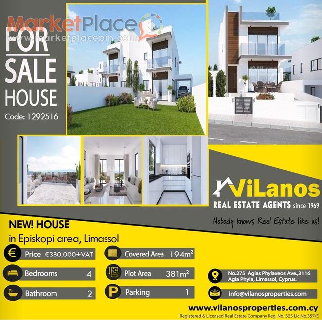 NEW! For Sale House in  Episkopi area, Limassol, Cyprus - Agia Fyla, Limassol