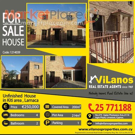 For Sale Unfinished House in  Kiti area, Larnaca, Cyprus ️ - Agia Fyla, Limassol