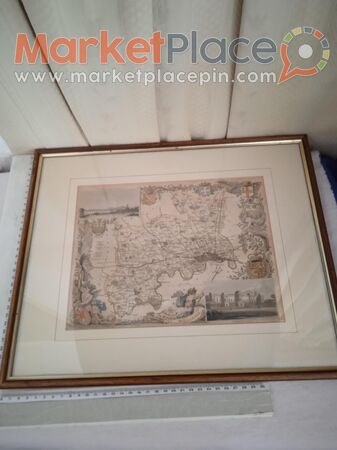 Old original lithography map of Middlesex county England. - 1.Limassol, Limassol