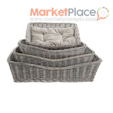 Basket Wicker With Cushion Be Nordic 50X37cm Grey Dog Bed - Κάτω Δευτερά, Λευκωσία